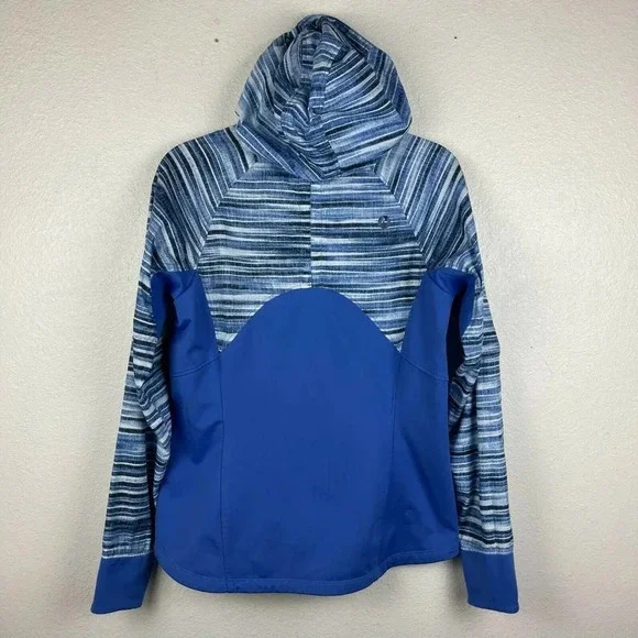 Marmot Jacket Women's Sz M Muse Track Hooded Full Zip Athletic Striped Blue - Picture 2 of 12